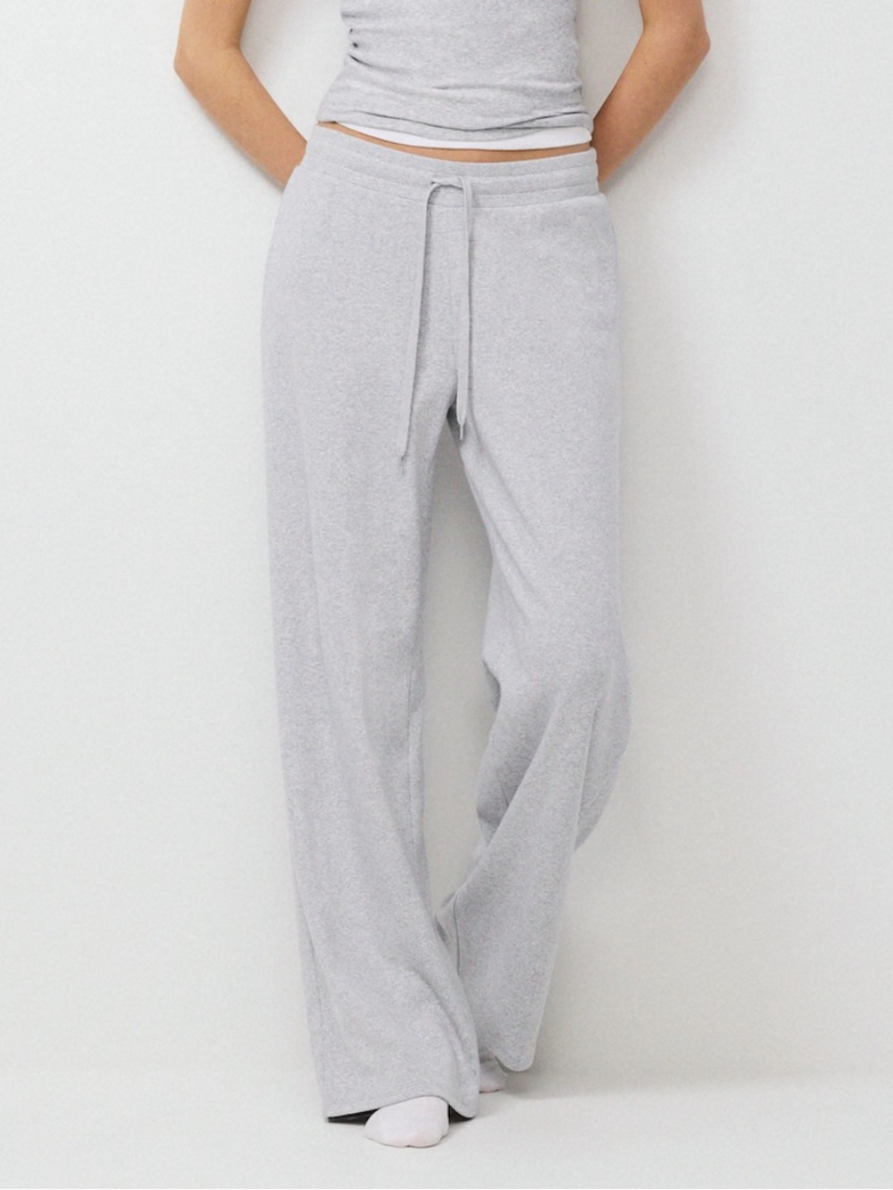 Aritzia TNA Ribbed Homestretch Kickback Pant - Heather Chrome